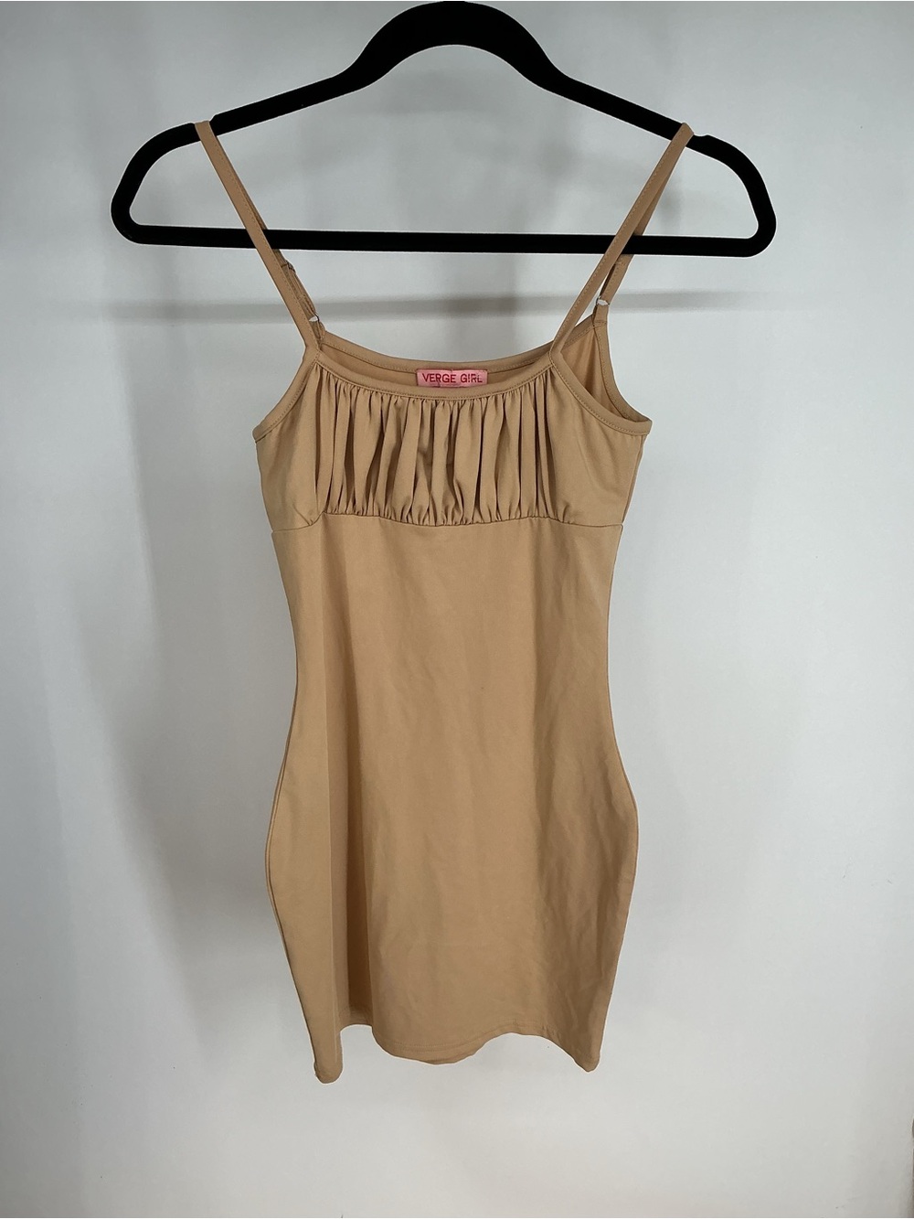 Verge Girl Tan Ruched Bust Slip Mini Dress Size 6